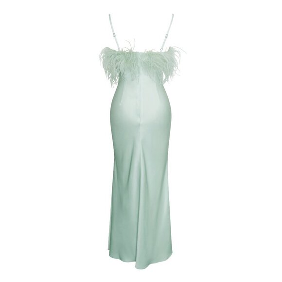 Yanir Satin Maxi Feathered Dress - Picture 7 of 9